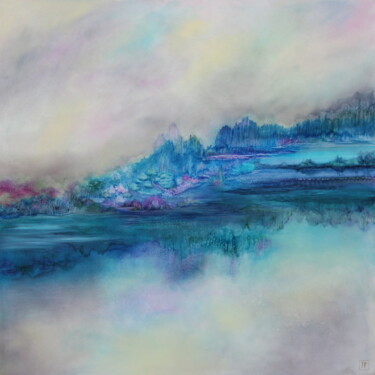 Painting titled "Enchantement" by Joëlle Rhode, Original Artwork, Oil Mounted on Wood Stretcher frame
