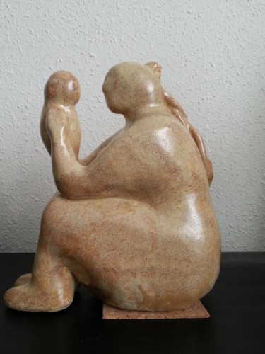 Sculpture intitulée "Mére enfant 2" par Joëlle Thanel, Œuvre d'art originale, Céramique
