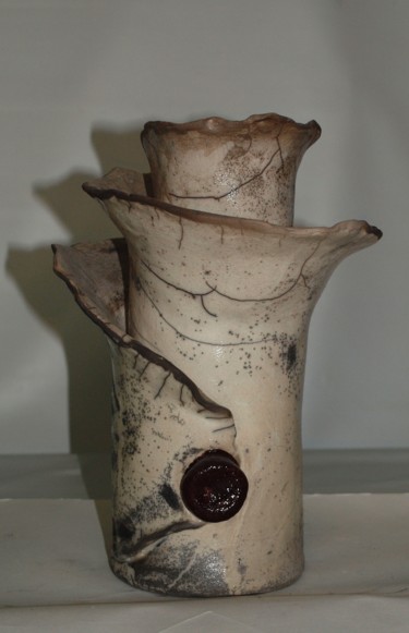 Sculpture intitulée "vase spirale Raku" par Joëlle Thanel, Œuvre d'art originale, Céramique