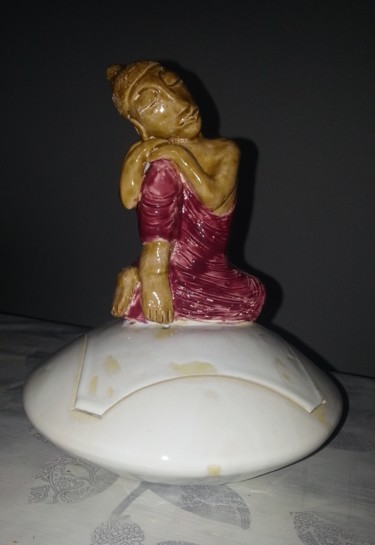 Sculpture titled "boite Zen (Email)" by Joëlle Thanel, Original Artwork, Ceramics