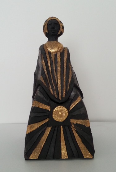 Sculpture intitulée "boite Africaine noi…" par Joëlle Thanel, Œuvre d'art originale, Céramique