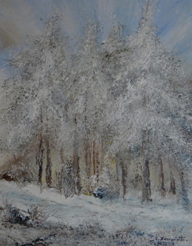 Painting titled "Les sapins blancs" by Joelle Zaccariotto, Original Artwork, Acrylic