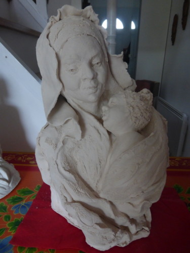 Sculpture titled "Miserere Immigrati" by Joelle Couderc, Original Artwork, Terra cotta
