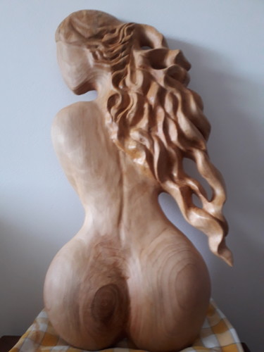 Sculpture titled "L'Ondine" by Joelle Couderc, Original Artwork, Wood Mounted on artwork_cat.