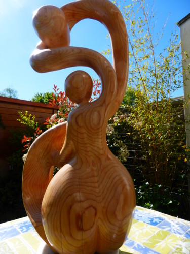 Скульптура под названием "Enlacement" - Joelle Couderc, Подлинное произведение искусства, Дерево