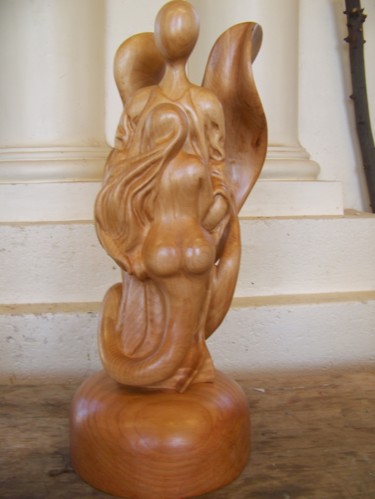 Sculpture titled "Les ailes du désir" by Joelle Couderc, Original Artwork, Wood
