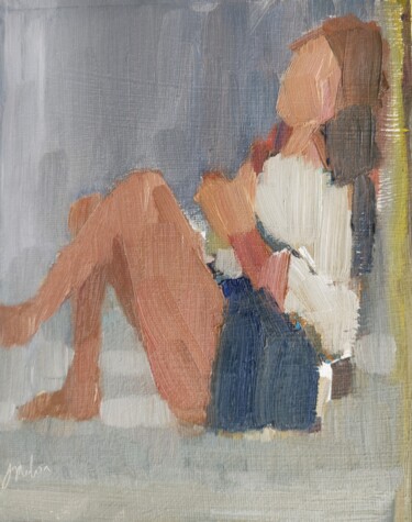 Painting titled "Girl sitting" by Joseph Mahon, Original Artwork, Oil