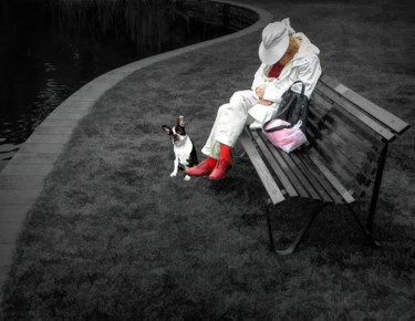 Photography titled "Napping on a Park B…" by Joe Pate, Original Artwork, Manipulated Photography