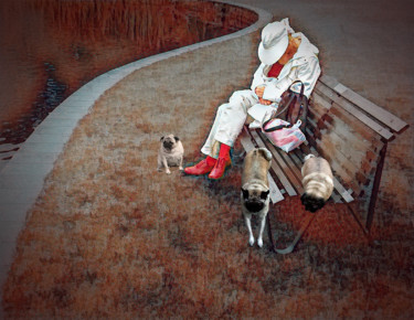 Photography titled "Nap on Park Bench w…" by Joe Pate, Original Artwork, Manipulated Photography