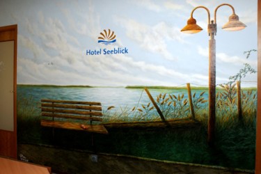 Seeblick Malerei mit dem Titel "Seeblick" von J.F. Goetze, Original-Kunstwerk, Acryl