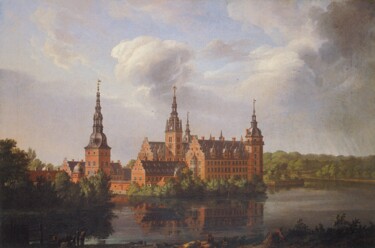Painting titled "Frederiksborg Castle" by Johan Christian Dahl, Original Artwork, Oil