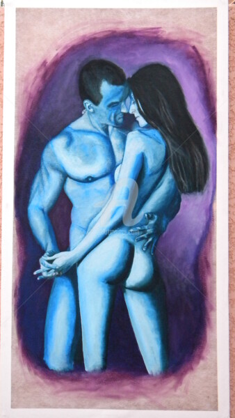 Pintura intitulada "les-amoureux.jpg" por Johanes, Obras de arte originais, Óleo