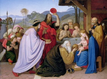 Pittura intitolato "L’adoration des mag…" da Johann Friedrich Overbeck, Opera d'arte originale, Olio