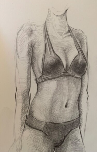 Drawing titled "Female Body" by Johann Krammer, Original Artwork, Pencil