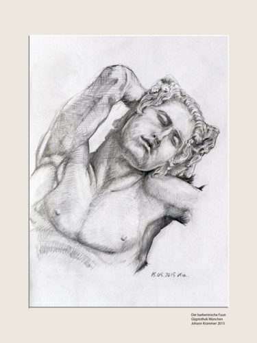 Drawing titled "Berberinischer Faun" by Johann Krammer, Original Artwork, Pencil