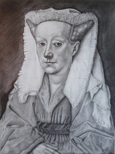 「Margarete van Eyck.…」というタイトルの絵画 Johann Krammerによって, オリジナルのアートワーク, オイル