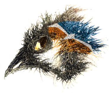 Digital Arts titled "Pandemi bird Argent…" by Johann Sidlo, Original Artwork, Digital Painting
