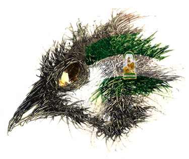 Arts numériques intitulée "Pandemi Bird Andalu…" par Johann Sidlo, Œuvre d'art originale, Peinture numérique