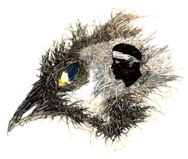 Цифровое искусство под названием "Pandemi Bird CORSE" - Johann Sidlo, Подлинное произведение искусства, Цифровая живопись