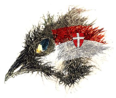 Digitale Kunst mit dem Titel "Pandemi Bird Wien" von Johann Sidlo, Original-Kunstwerk, Digitale Malerei