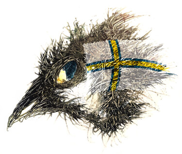 Digitale Kunst mit dem Titel "PandemiBird Norrland" von Johann Sidlo, Original-Kunstwerk, Digitale Malerei
