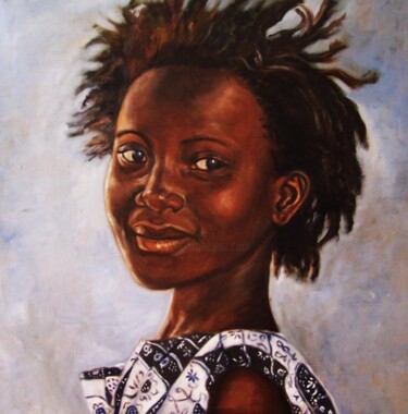 Malarstwo zatytułowany „Afrikaans straatmei…” autorstwa Johanna De Groot, Oryginalna praca, Olej