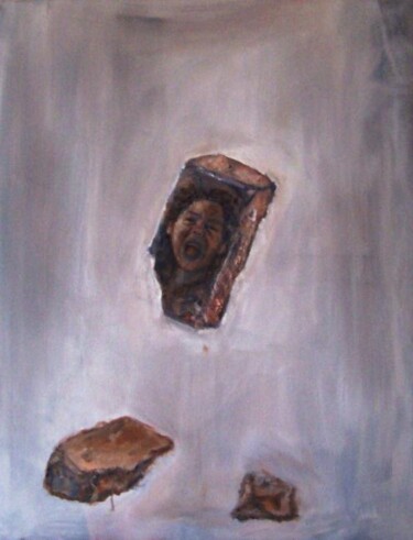 Schilderij getiteld "gevallen bakstenen" door Johanna De Groot, Origineel Kunstwerk, Anders