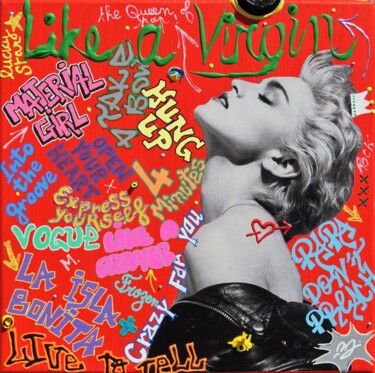 Malarstwo zatytułowany „Madonna” autorstwa Johanna Meunier, Oryginalna praca, Akryl Zamontowany na Drewniana rama noszy