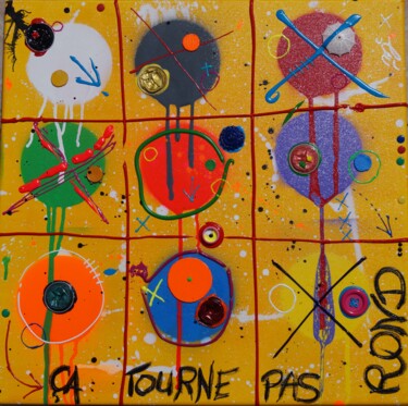 Painting titled "Ca tourne pas rond" by Johanna Meunier, Original Artwork, Acrylic Mounted on Wood Stretcher frame