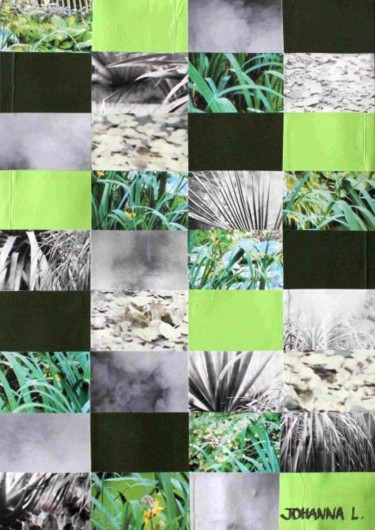 Collages intitulée "Grey and greens" par Johanna L, Œuvre d'art originale, Objets