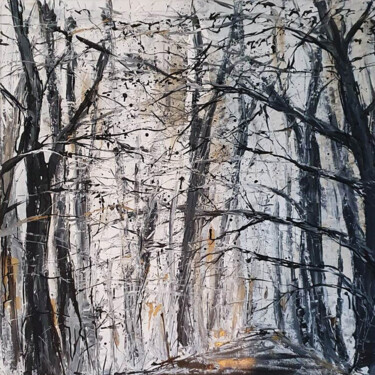 Peinture intitulée "Allée forestière" par Johanne Gicquel, Œuvre d'art originale, Acrylique Monté sur Châssis en bois