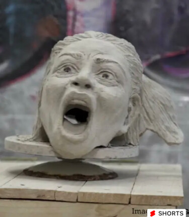 Sculpture intitulée "Mon cri" par Johanne Mcleod, Œuvre d'art originale, Argile