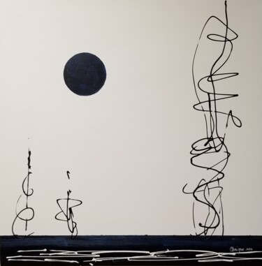 绘画 标题为“Blue moon” 由Johanne Monique Dufour (Monique J Dufour), 原创艺术品, 丙烯 安装在木质担架架上