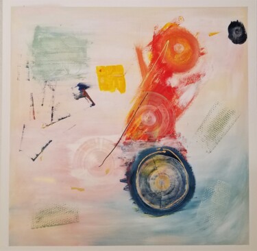 Painting titled "Bicycle" by Johanne Monique Dufour (Monique J Dufour), Original Artwork, Acrylic Mounted on Wood Stretcher…