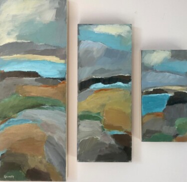 Painting titled "Triptyque" by Johanne Spinella, Original Artwork, Acrylic