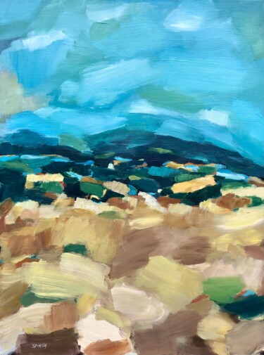 Painting titled "Blue mountains" by Johanne Spinella, Original Artwork, Acrylic