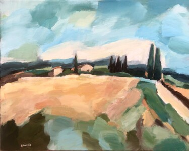 Painting titled "Paysage de Provence" by Johanne Spinella, Original Artwork, Acrylic