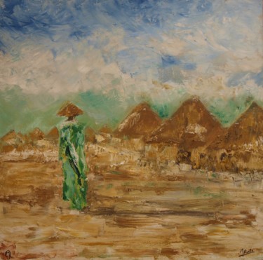 Картина под названием "Retour au village e…" - Johan Roels, Подлинное произведение искусства, Масло