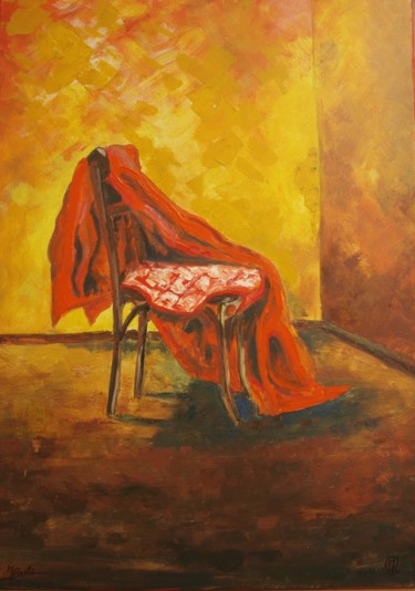 Painting titled "Drap rouge" by Johan Roels, Original Artwork, Acrylic