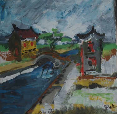Painting titled "Canal chinois" by Johan Roels, Original Artwork, Acrylic