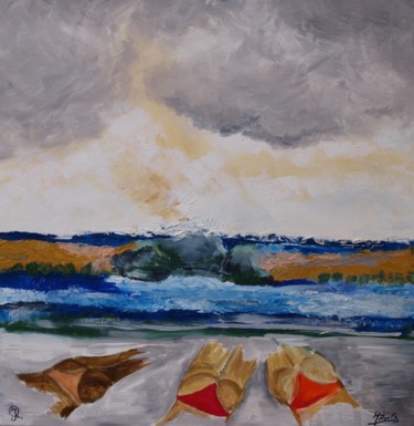 Peinture intitulée "La plage et ses 3 t…" par Johan Roels, Œuvre d'art originale, Huile