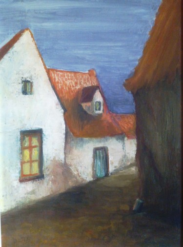 Malerei mit dem Titel "Ruelle à Malin, Bel…" von Johan Roels, Original-Kunstwerk, Öl