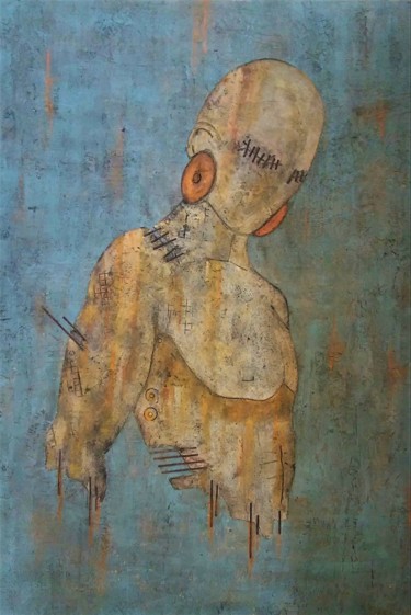 Ζωγραφική με τίτλο "L' Ohm n° 11" από Johell, Αυθεντικά έργα τέχνης, Ακρυλικό Τοποθετήθηκε στο Ξύλινο φορείο σκελετό