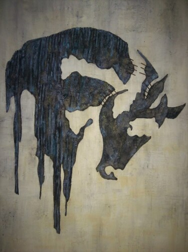 Картина под названием "Bucéphale" - Johell, Подлинное произведение искусства, Акрил Установлен на Деревянная рама для носилок