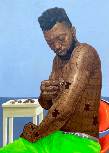 Schilderij getiteld "Fixing oneself" door John Alogi, Origineel Kunstwerk, Acryl