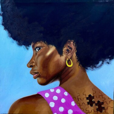 Painting titled "Afro series 1" by John Alogi, Original Artwork, Oil