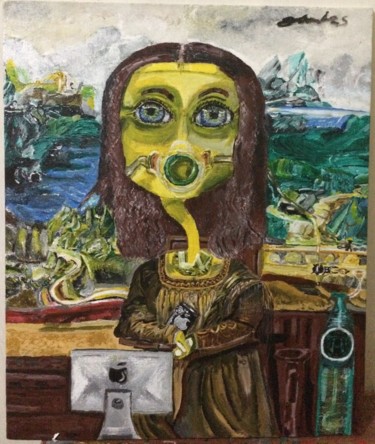 Painting titled "Mona Lazy" by John Andres, Original Artwork, Acrylic