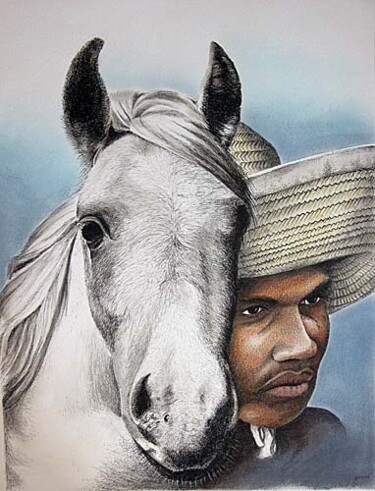 Disegno intitolato "Horseboy" da John Baselmans, Opera d'arte originale, Altro