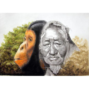 Dibujo titulada "Apeman" por John Baselmans, Obra de arte original, Otro