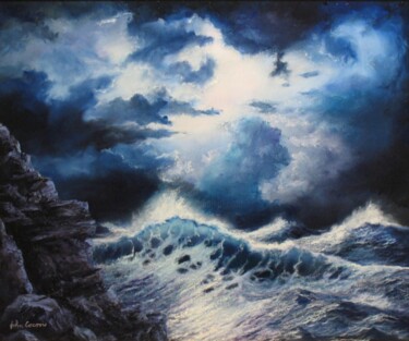 Painting titled "SEA STORM" by John Cocoris, Original Artwork, Oil